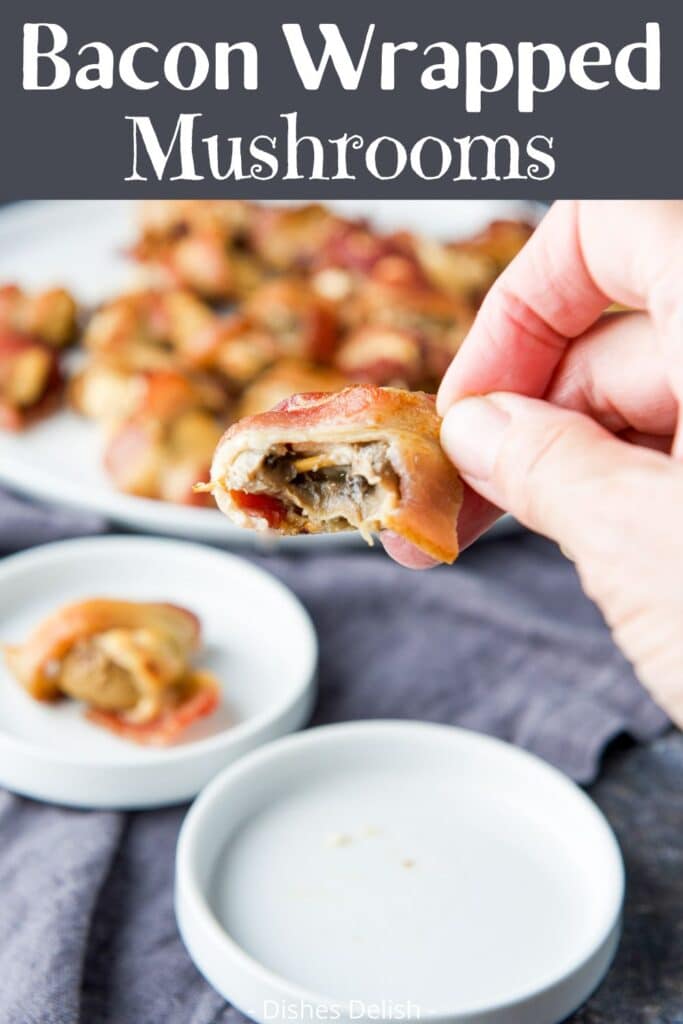 bacon wrapped mushrooms for Pinterest
