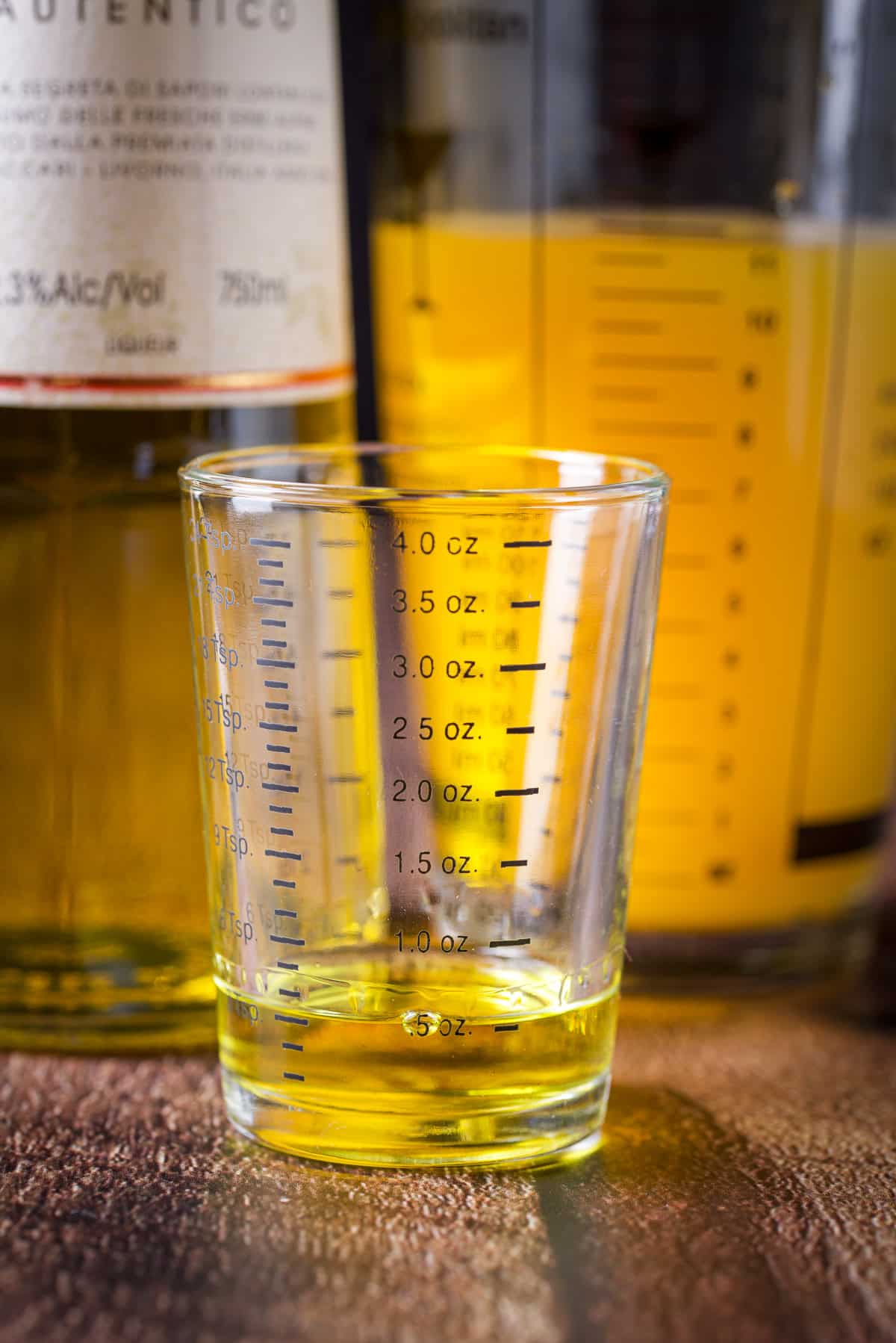 Galliano measured out with the bottle behind