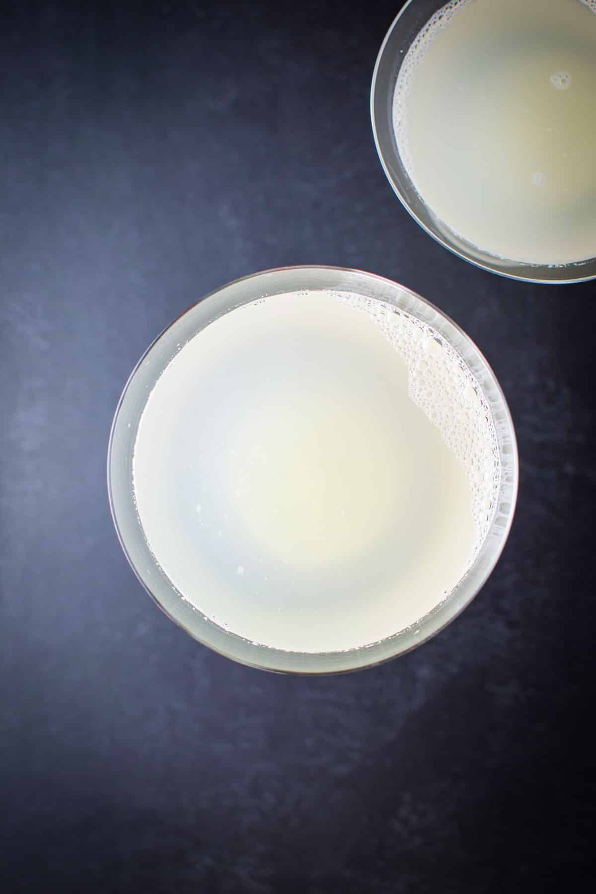 Overhead view of the lime drinks