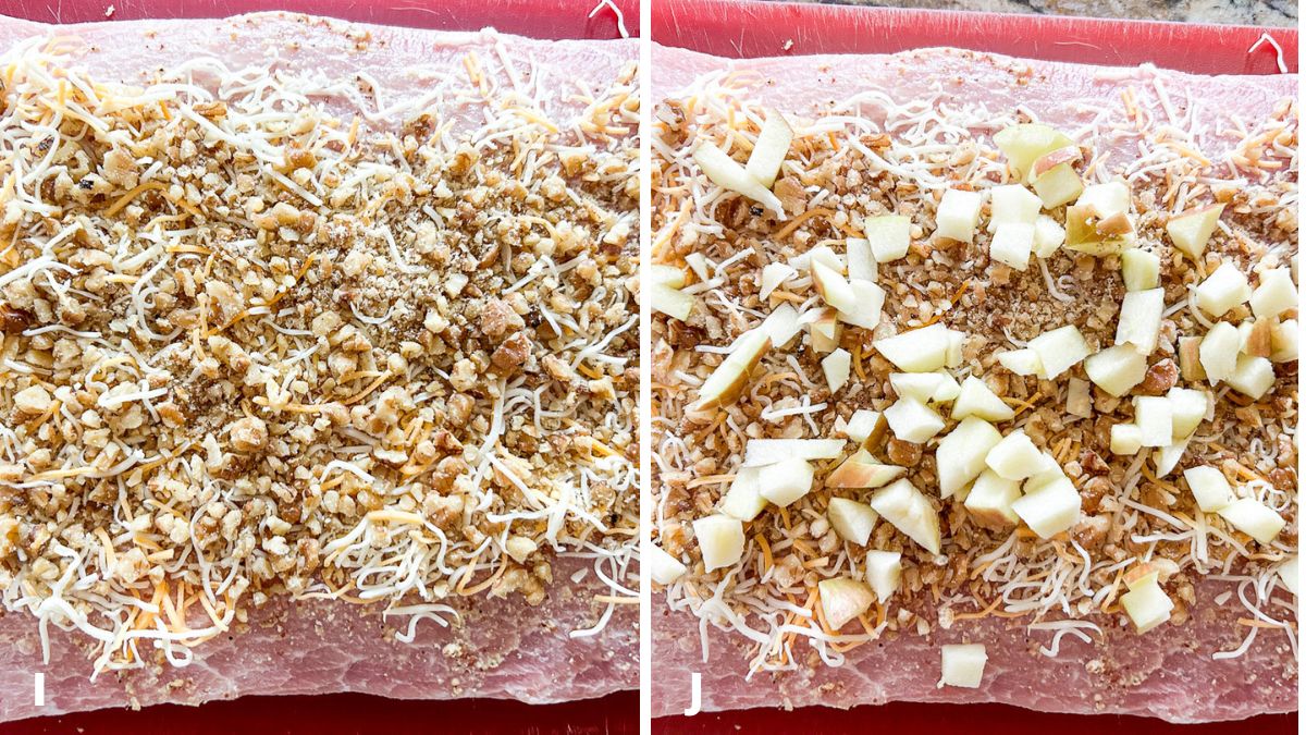 chopped walnuts added to the pork along with chopped apples