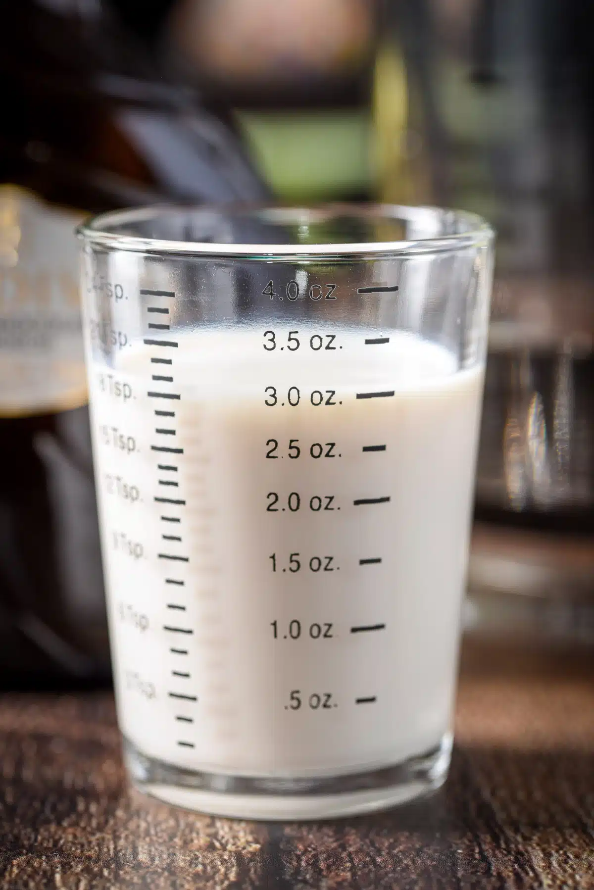white chocolate liqueur measured out