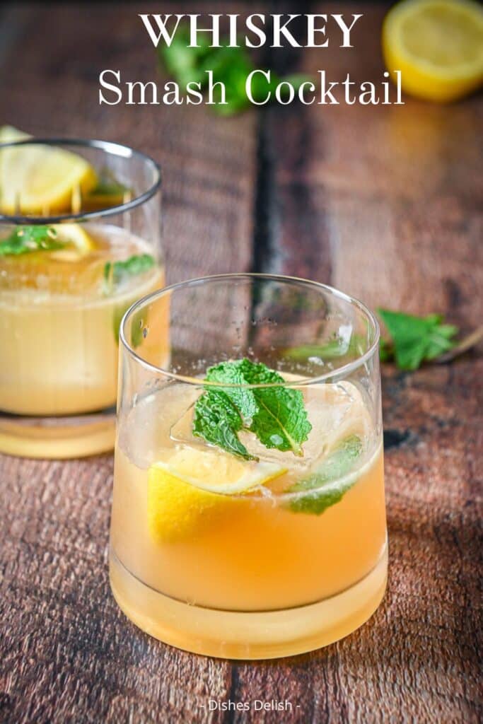 Whiskey Smash cocktail for Pinterest 3