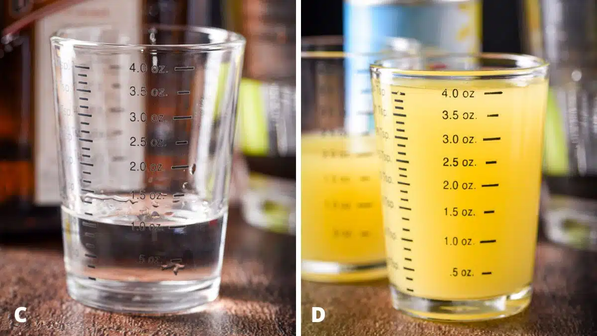 Cointreau and pineapple juice measured out