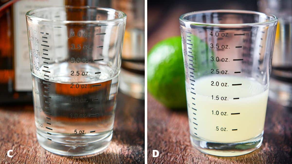 Cointreau and lime juice measured out