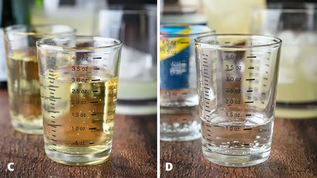 champagne and soda water measured out