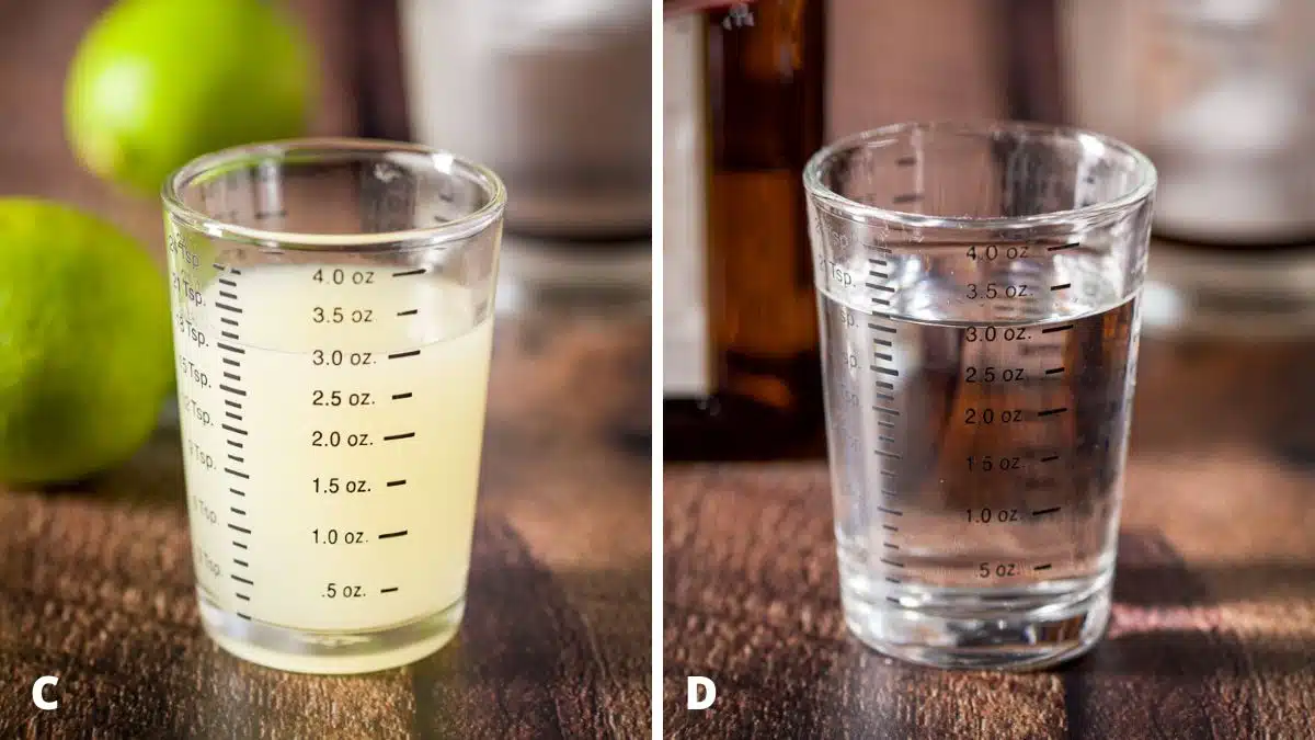 Lime juice and Cointreau measured out