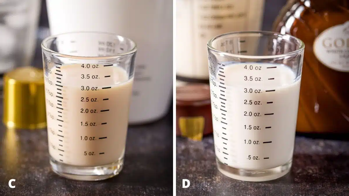 RumChata and white chocolate liqueurs measured out