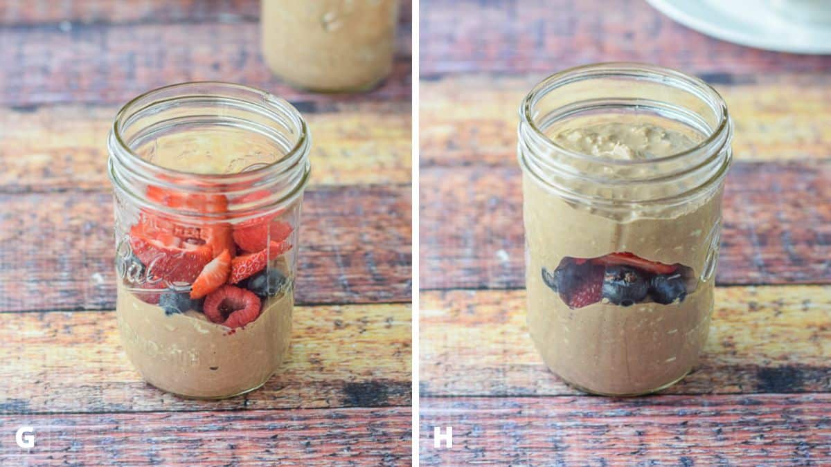 Layered overnight oats and fresh berries