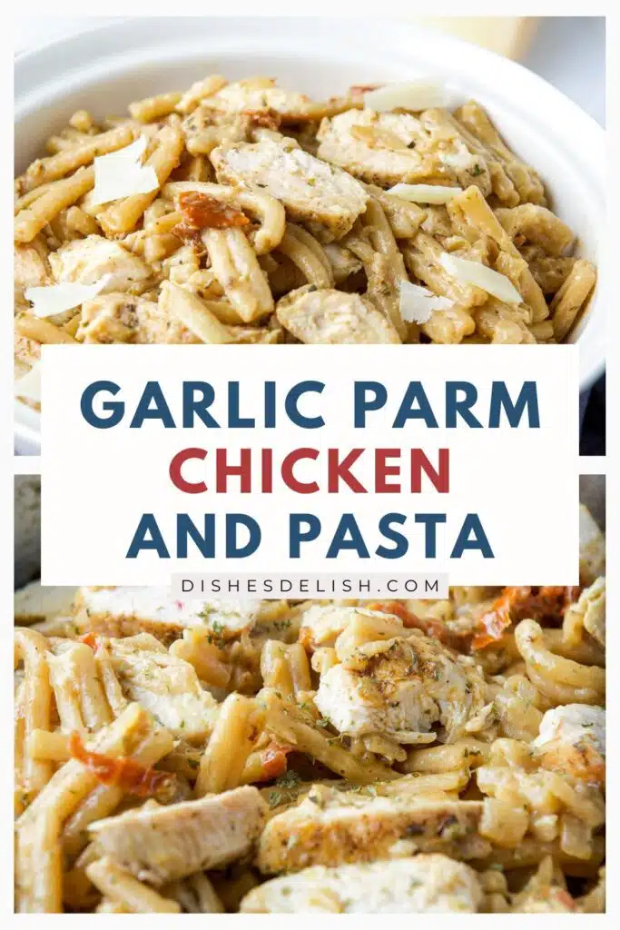 garlic parmesan chicken and pasta Pin 1